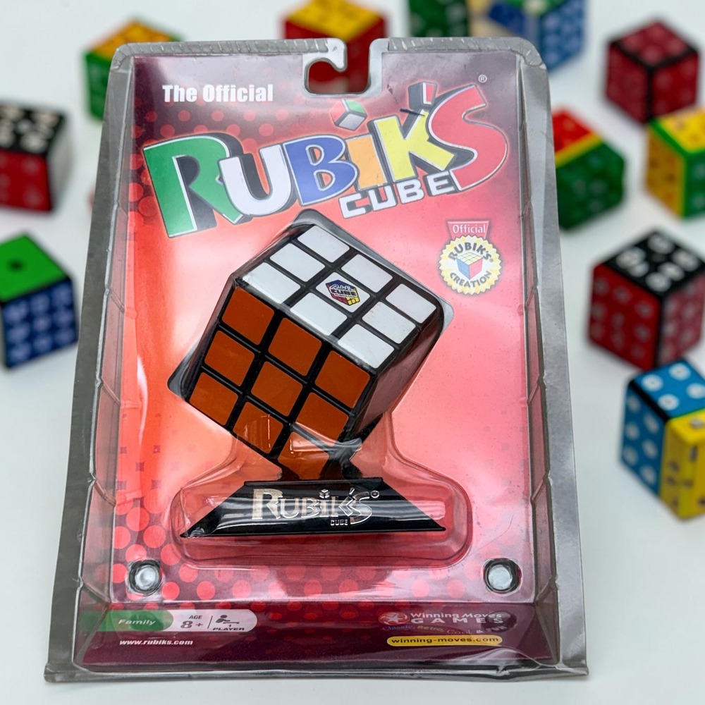 Winning Moves Official Rubiks Cube 3x3 Classic Puzzle with Display Stand New